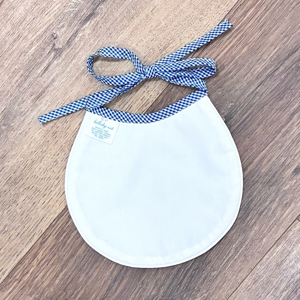 NWOT Lullaby Set Blue Gingham Bib Heirloom Baby Gift - Picture 6 of 8